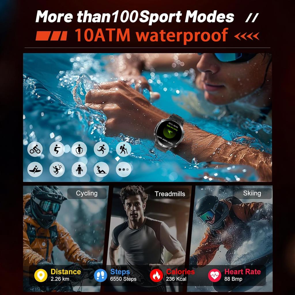 2026 HOT New T-REX3 SmartWatch 1000mAh Large Battery Durable Compass 10ATM Waterproof Tactics 170+Sport BT Call Smart Watch Men