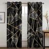 2pcs Geometric Abstract 3D Art Painting Curtain With Rod Pocket Mount Digital Printed Curtains Polyester Material Living Room