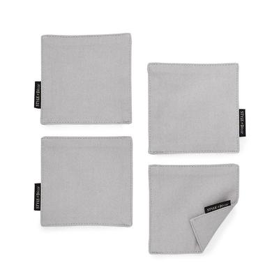 STYLE Decor Reversible Coasters, Stylish Fabric, Washable, Set of 4, Nordic Style, Solid Gray, W3003020