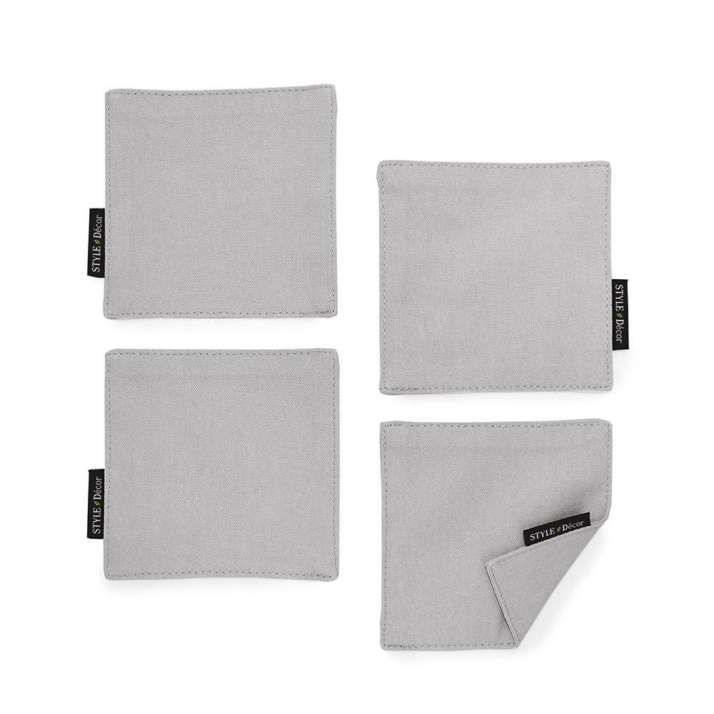 

STYLE Decor Reversible Coasters, Stylish Fabric, Washable, Set of 4, Nordic Style, Solid Gray, W3003020