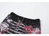 2025 Autumn Women's Sexy Mesh See-Through Print Top & High Waist Casual Pants Set