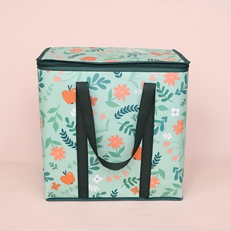 

Large Reusable Grocery Bag - Keeps Food Hot/Cold for Hours, Durable Zipper Top, Spacious Interior with Storage Pockets зелёный