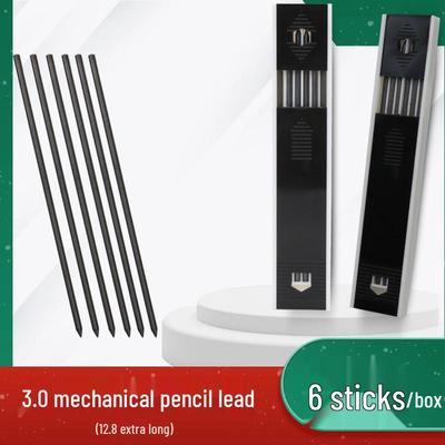 3.0 2B Recargas Automáticas de Grafite Preto Extra Espesso para Esboço e Marcenaria, Pacote com 6