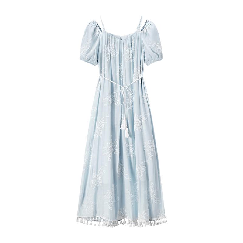 

Embroidered Puff Sleeve A-Line Midi Dress XL