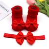 Girls Headband + Socks Set 0-12 Months Cute Toddler Princess Socks Autumn Infant Bow-knot Socks