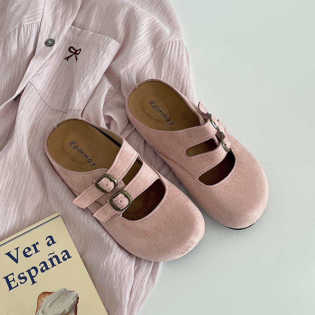 Non-slip flat-bottomed bag head slippers women's summer wear yellow with skirt half-drag Birkenstocks