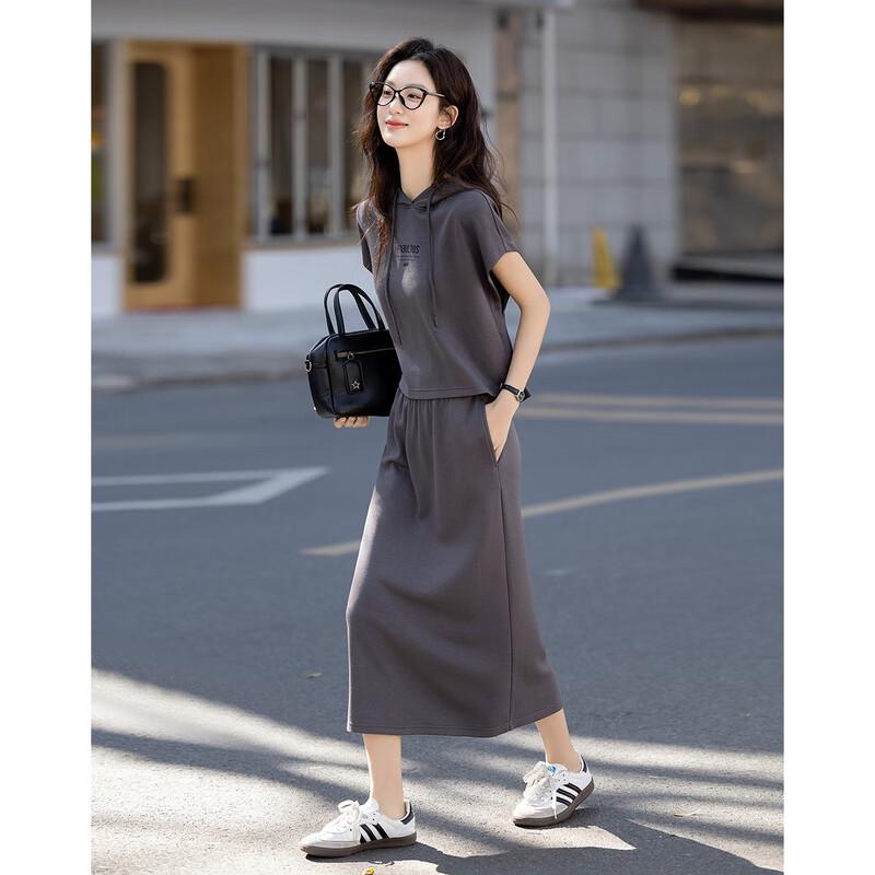 Women's Summer Hooded Two-Piece Top & Skirt Set