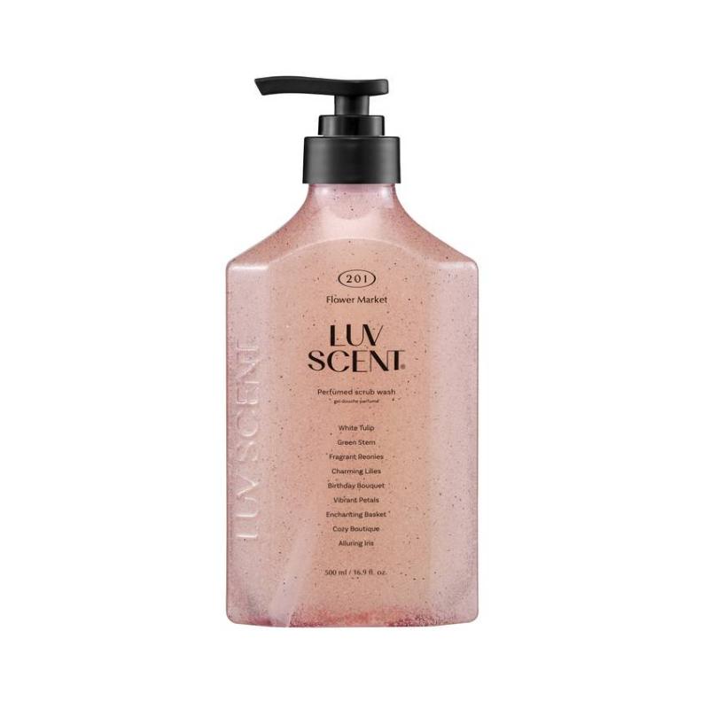 [Luvscent] Perfume Scrub Body Wash (500ml) - [White Tulip / Raspberry Vanilla / Cedarwood] Advanced Body-Surface Exfoliating & Niche Fragrance Booster White Tulip