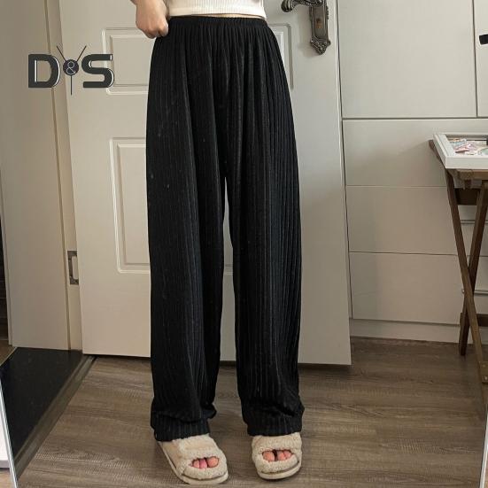 Winter-Pyjama-Hose aus dickem Plüsch, elastischer Bund, locker, warm halten, weites Beindesign, Homewear-Hose für Damen, einfarbig, Lounge-Hose