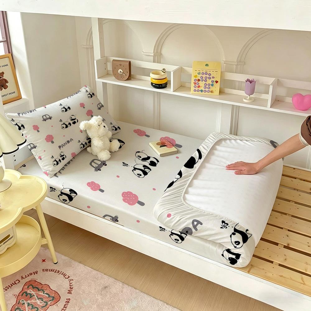 3pcs Cartoon Panda Printed Chipless Bed Sheet Set In Multiple Sizes, Soft Bed Cover, Bedroom Bedding Decoration, Gift Bedding