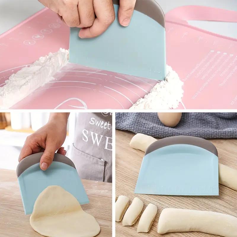 1PCS Multifunctional Plastic Scraper Baking Double Scale Trapezoidal Cutting Knife Household Pp Flour Dough Rice Noodle Cutting Knife