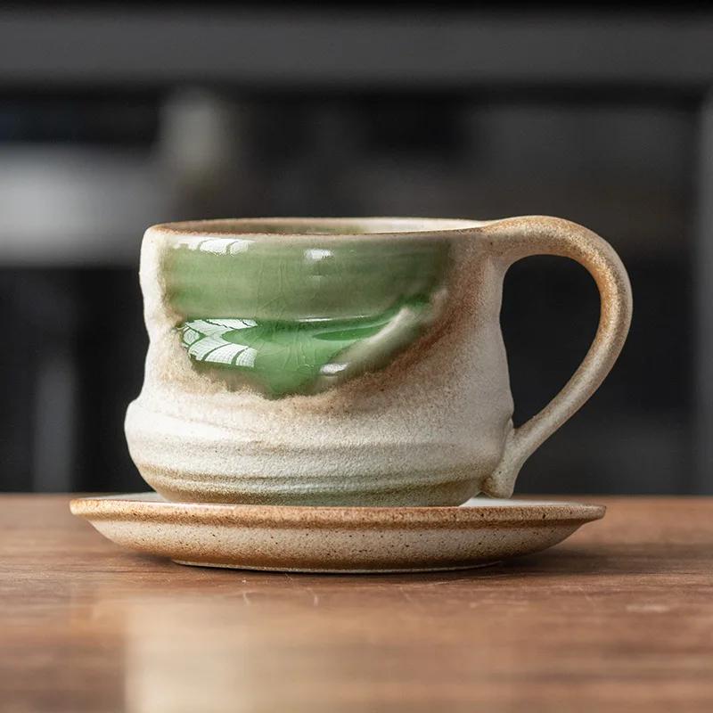Japansk Nordisk Reisekopp og Skål Vintage Keramisk Kaffekopp og Skål Camping Estetisk Kaffe Ettermiddagste Sett Melkekopp