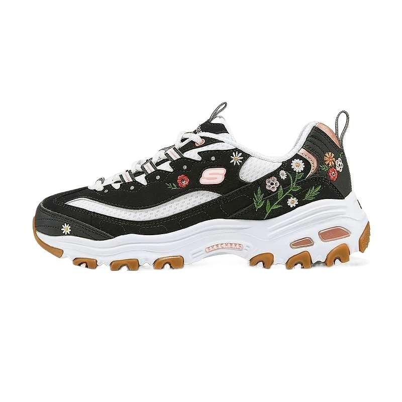 Skechers DLITES Women Round Toe Low Chunky Sneakers 150553-BKW 36