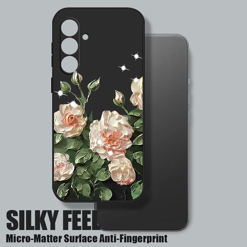 Rose Flower Paintings TPU Case For Samsung Galaxy S24 S25 FE S26 S25 S23 S22 Ultra A17 A56 A16 A55 A25 A15 A36 A54 5G Lanyard Soft Cover