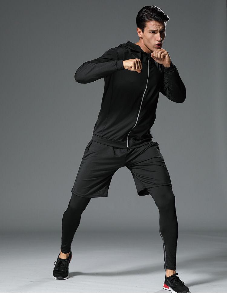 Men's Quick-Dry Running & Fitness Set: Short-Sleeved, Sweat-Absorbing, Casual Wear Tights