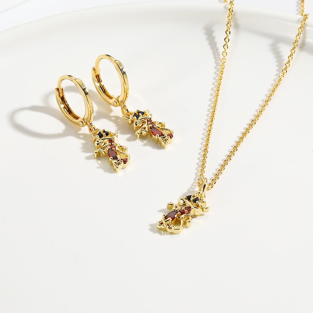 Mix Style Ins Fashion Multi Element Zircon Cute Cartoon Pendant Chain Necklace For Women Girls Charms Necklace Jewelry Set Gift