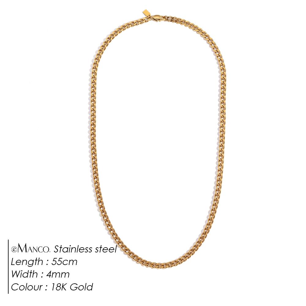 EMANCO Gold Color Stainless Steel Necklace Hip-Hop Style Cuban Chain Element Wear Trendy Fashion Men's Jewelry Necklaces