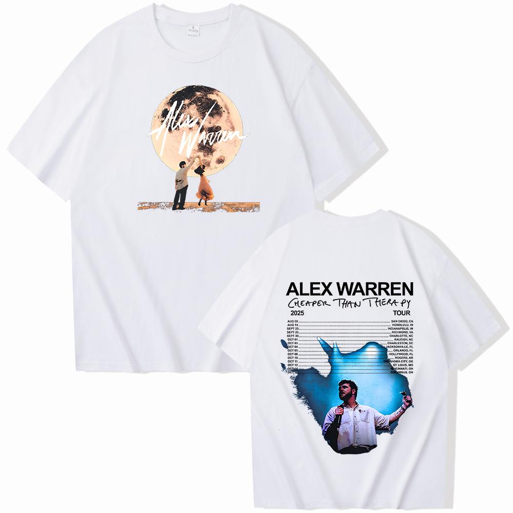 Alex Warren Music Tour 2025 Printed Men's Pure Cotton T-shirt Round Neck Short Sleeve Extra Large Retro Summer T-shirt Unisex