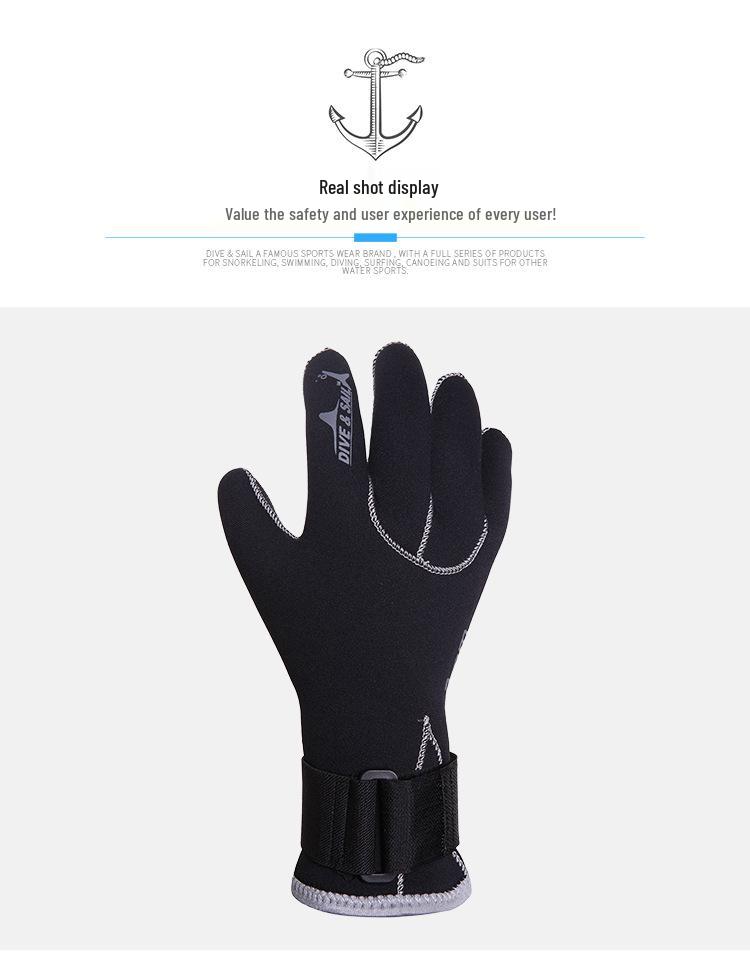 DIVE&SAIL 3MM Neoprene Diving Gloves: Anti-slip, Warm, Wear-resistant, Anti-scratch. Perfect for Rafting, Snorkeling, and Surfing.