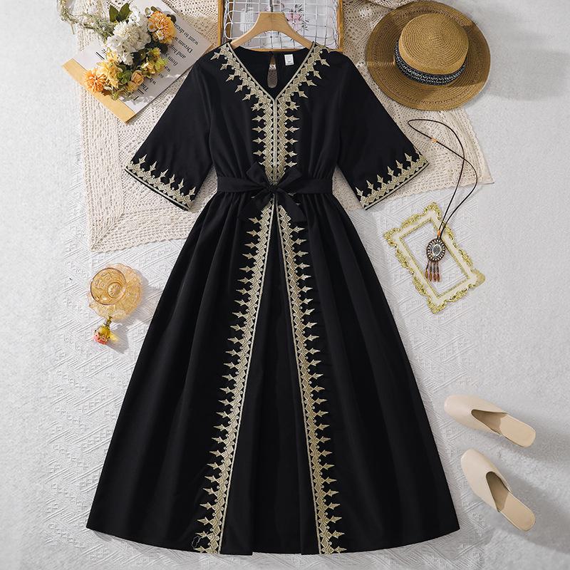 Girls  Fashionable Black Dress Summer Children s Elegant Dress 13y