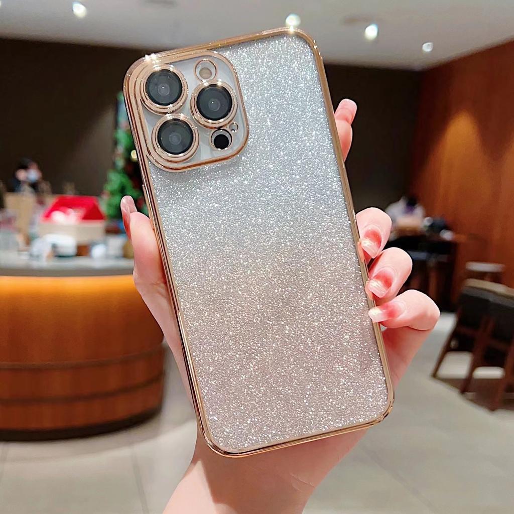 Butterfly Stand Is Suitable for IPhone16, 15promax, with Gradient Glitter, Lens Film, 14 Electroplating and Anti-drop