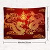 Traditional Chinese Dragon Tapestry, Double Dragons Chasing the Sun with Clouds Wall Hanging for Aesthetic Room Decor