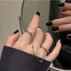 Fashion Punk Tassels Chain Double Ring Set Women Hip Hop Open Ring Metal Silver Color Ball Chain Party Jewlery Gifts