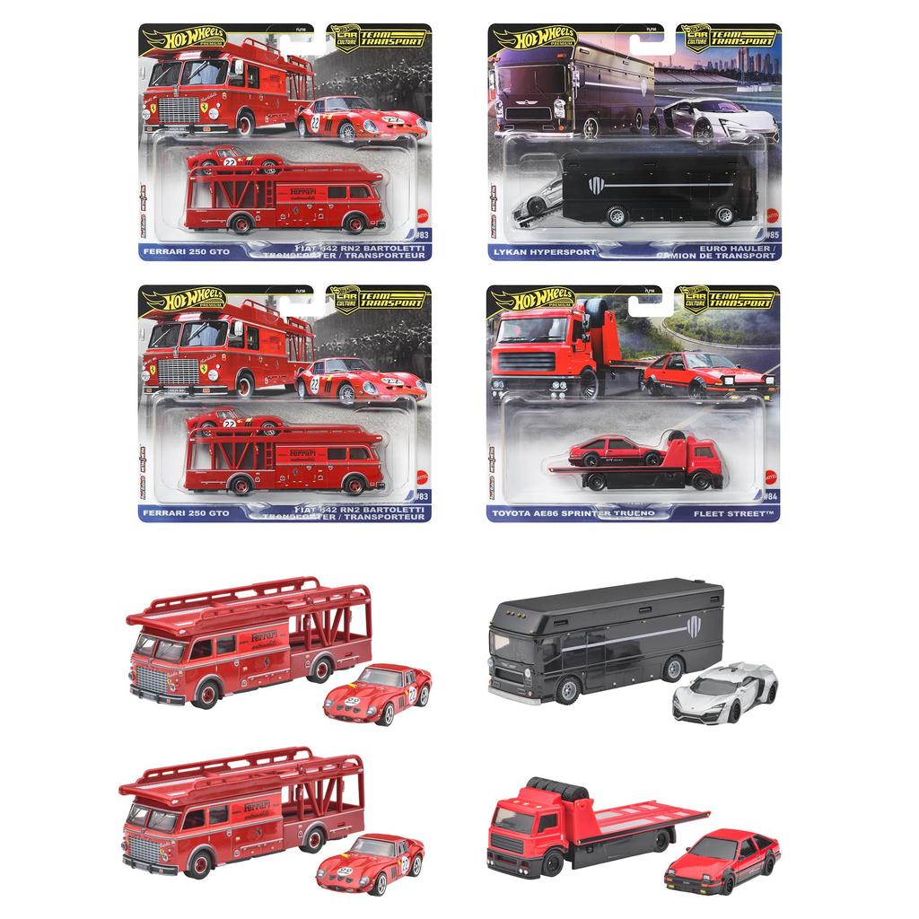 Hot Wheels Team Transport Assorted Vehicle Mini Set of 4 Cars Per Ages Toys, Cars, (2 Set), Boxed, 3+, Multi-Purpose, FLF56-987H