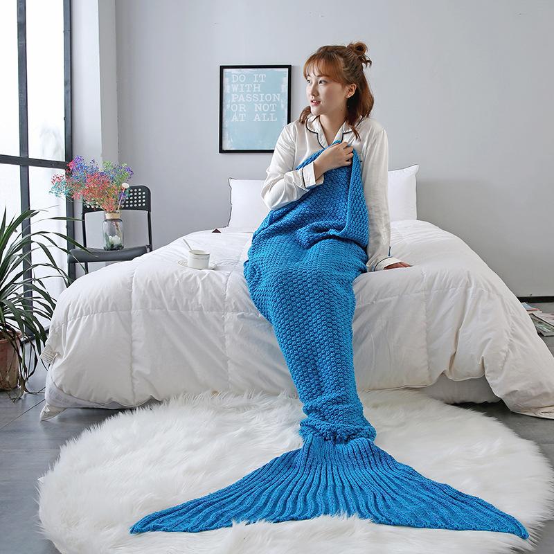 New Mermaid Blanket Plush Office Sofa Blanket Thick Knitted Air Conditioning Blanket Mattress Photography Travel Portable Sleeping Bag
