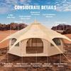 Canvas Tent, 4 Seasons 5 M/16.4 Ft Bell Tent, Canvas Tent for Camping with Stove Jack, Breathable Yurt Tent for Up To 8 People, Family Camping Outdoor