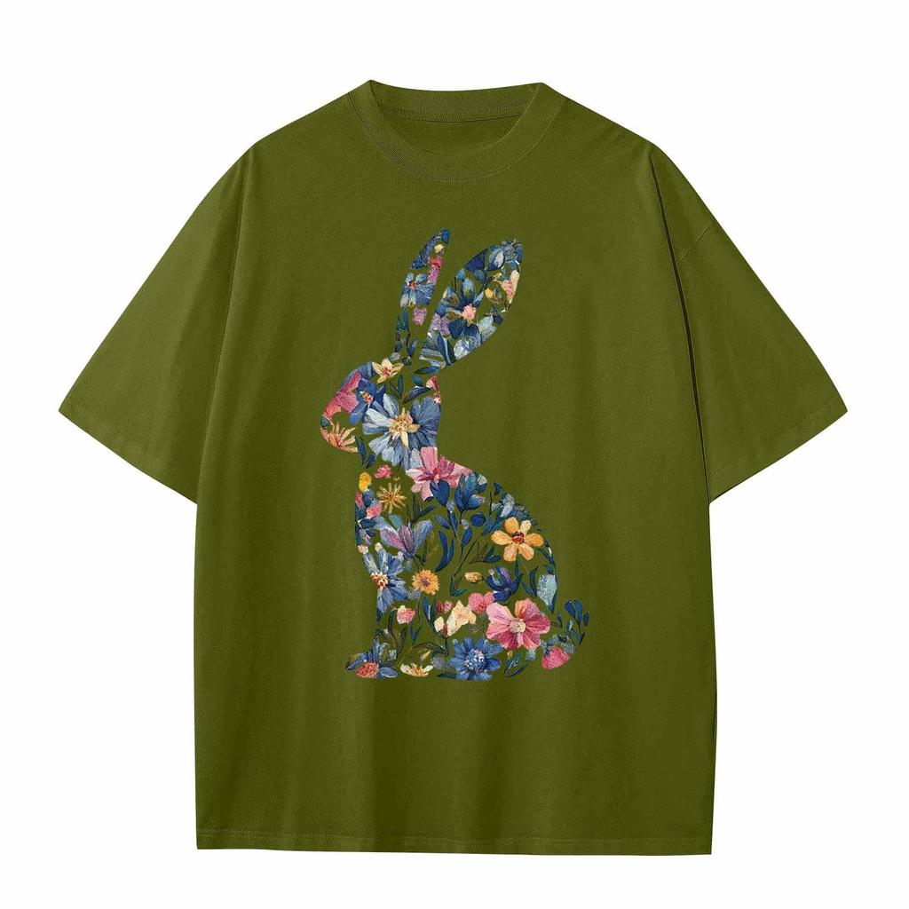 Boys And Girls Casual Loose Easter Print T-Shirt Round Neck Pullover Short Sleeve Top