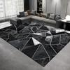 Moderne Geometrische Marmeren Vloerkleed, Zwart Grijs Abstract Decoratief Vloerkleed voor Woonkamer Slaapkamer, Antislip Wasbaar Tapijt