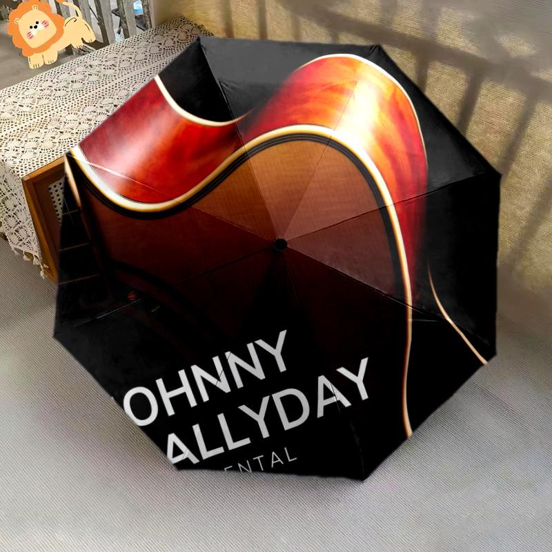 1pc Johnny Hallyday pattern Umbrella Portable Folding Umbrella Iron Frame Hole Bone Structure Outdoor Home Umbrella