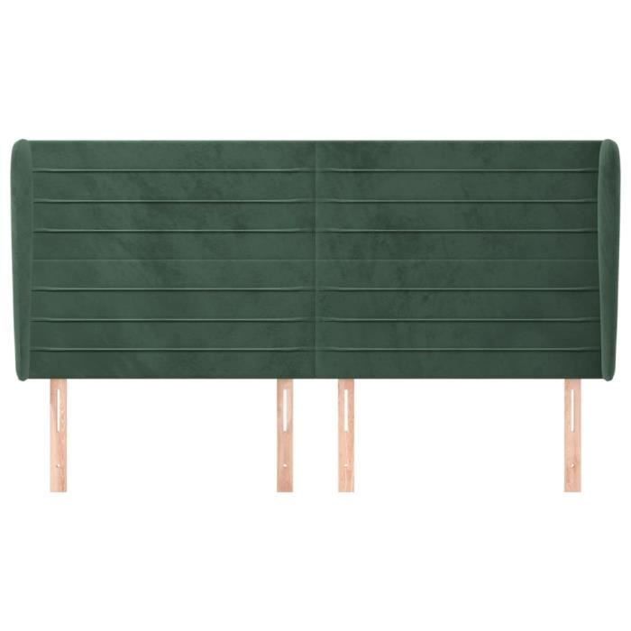 VidaXL Tête de lit avec oreilles Vert foncé 163x23x118-128 cm Velours3118153