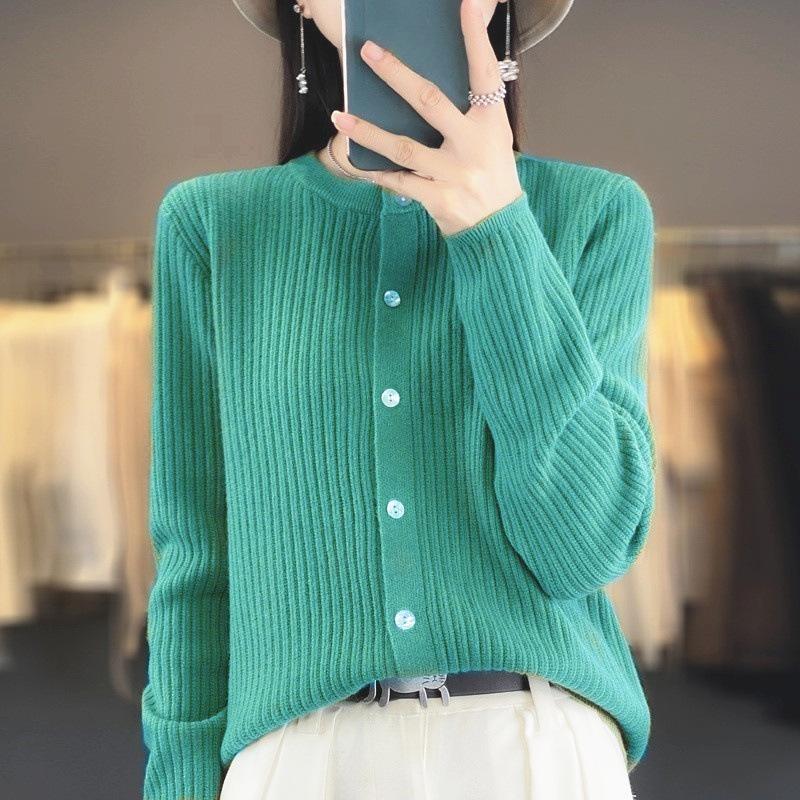 

Autumn Winter Women Knitwear Fashion Casual Solid Color Print Long Sleeve Round Neck Sweater XXL
