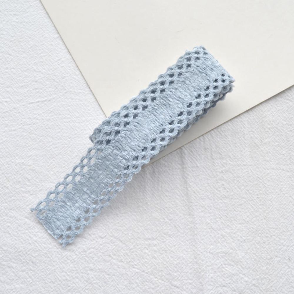 

New 25MM Embroidery Lace Hollow Lace Solid Color Sewing Clothes Materials DIY Vintage Wrinkle Fabric Ribbon as show синий