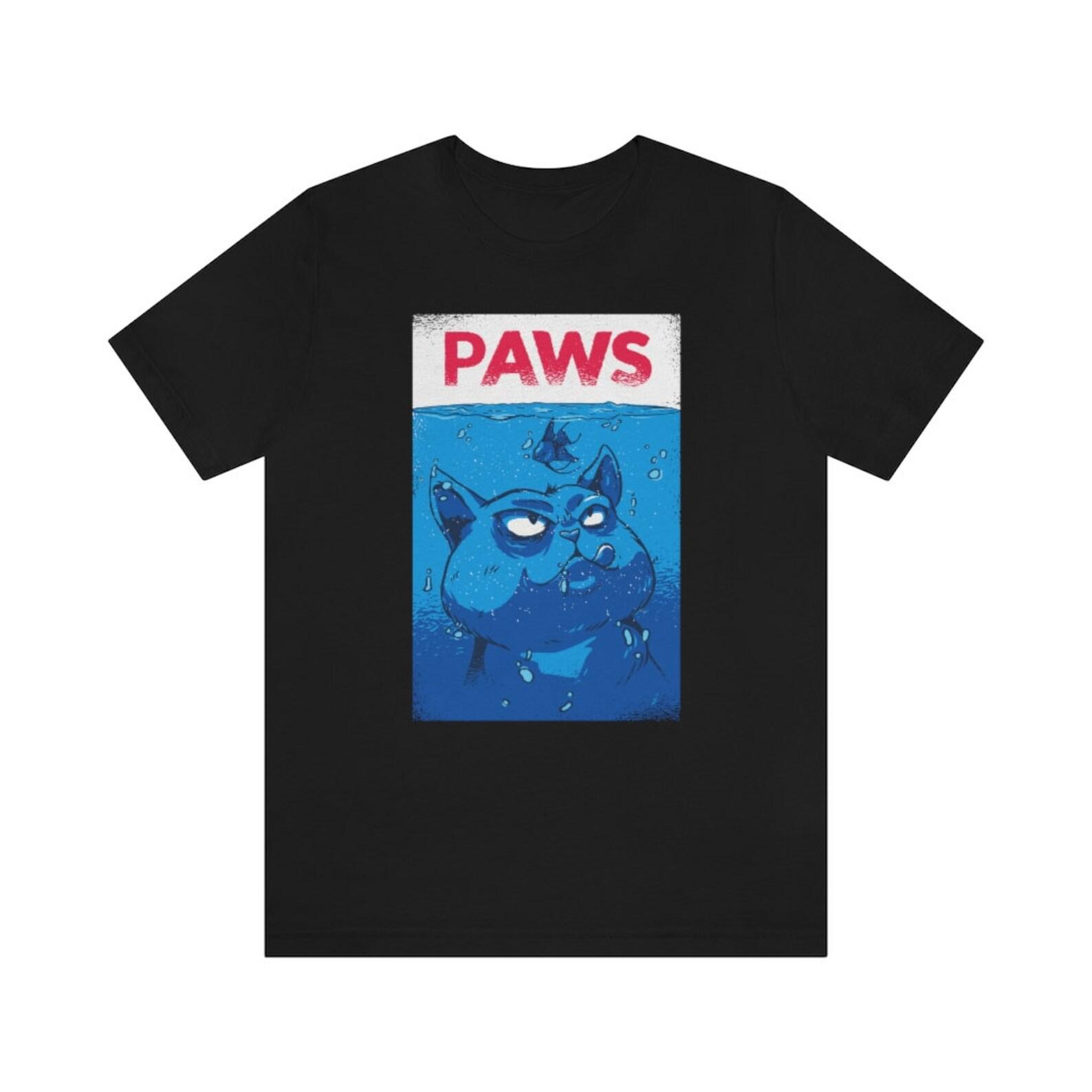 Paws Cat Humor Jaws Parody Unisex Short Sleeve Tee 100