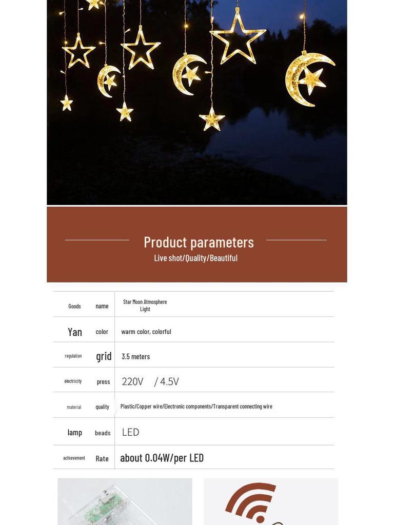 Sternenklare LED Lichterkette - Mond- und Sternzimmerdekoration