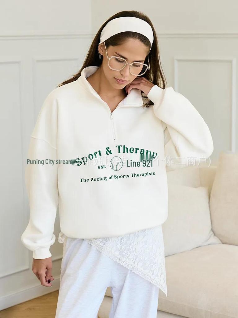 Street Style Oversized Half-Zip Hoodie - Autumn/Winter American & Hong Kong Fashion