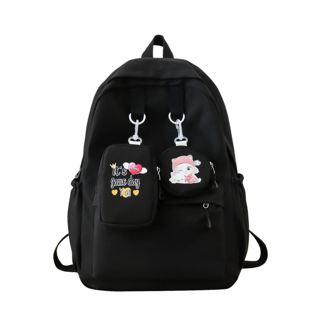 Girl Oxford Print Backpack Breathable Laptop Compartment School Students Use