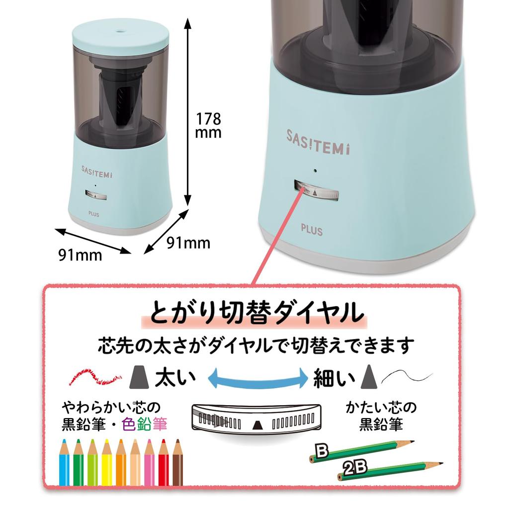 Plus SASITEMI FS-760 Electric Pencil Sharpener, Automatic, Simply Insert from Above, Blue, 84-017
