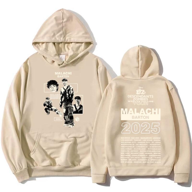 Zzombies Worlds Collide Tour 2025 Hoodies Malachi Barton Actor Graphic Sweatshirts Fashion Long Sleeve Hooded Pullovers Printed