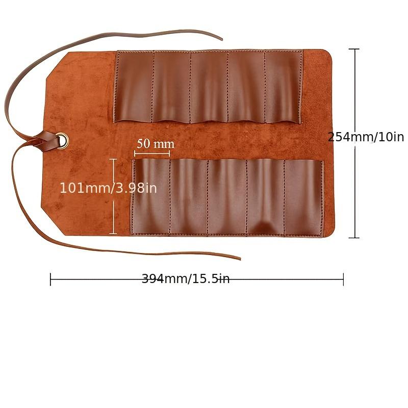 1pc Leather Tool Roll Bag Drawstring Closure, Portable Wrench and Chisel Organizer, Handy Tool Storage Pouch