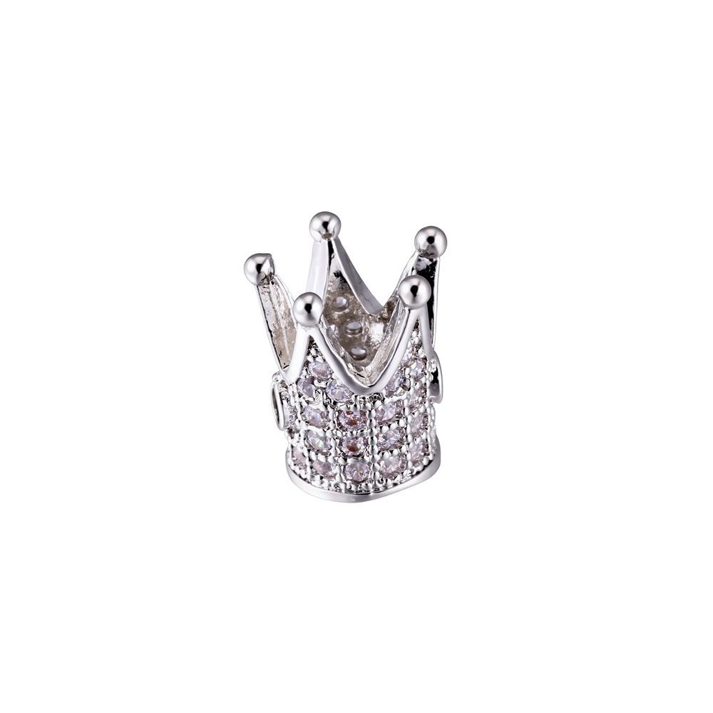 18K Gold Crown Beads with Micro-inlaid Zircon for DIY Jewelry Making