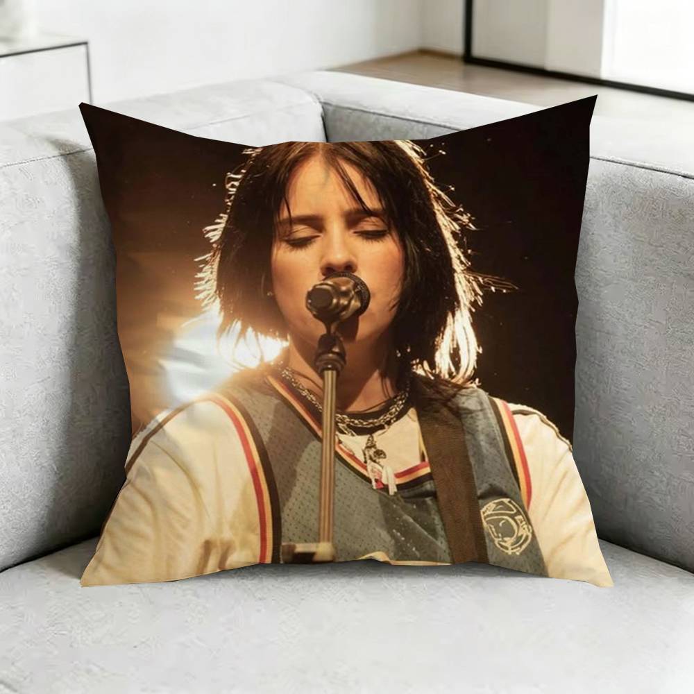 BillieE EEilish Bad Guy Pillow Case Square DoubleSided Sofa Cushion Cover Bedroom Bedside Pillow Gift