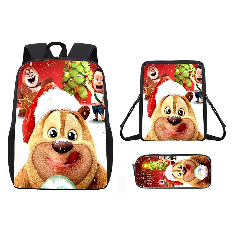 Christmas Christmasday Student School Bag Backpack Satchel Bag Pencil Case D Storage Christmas pen bag