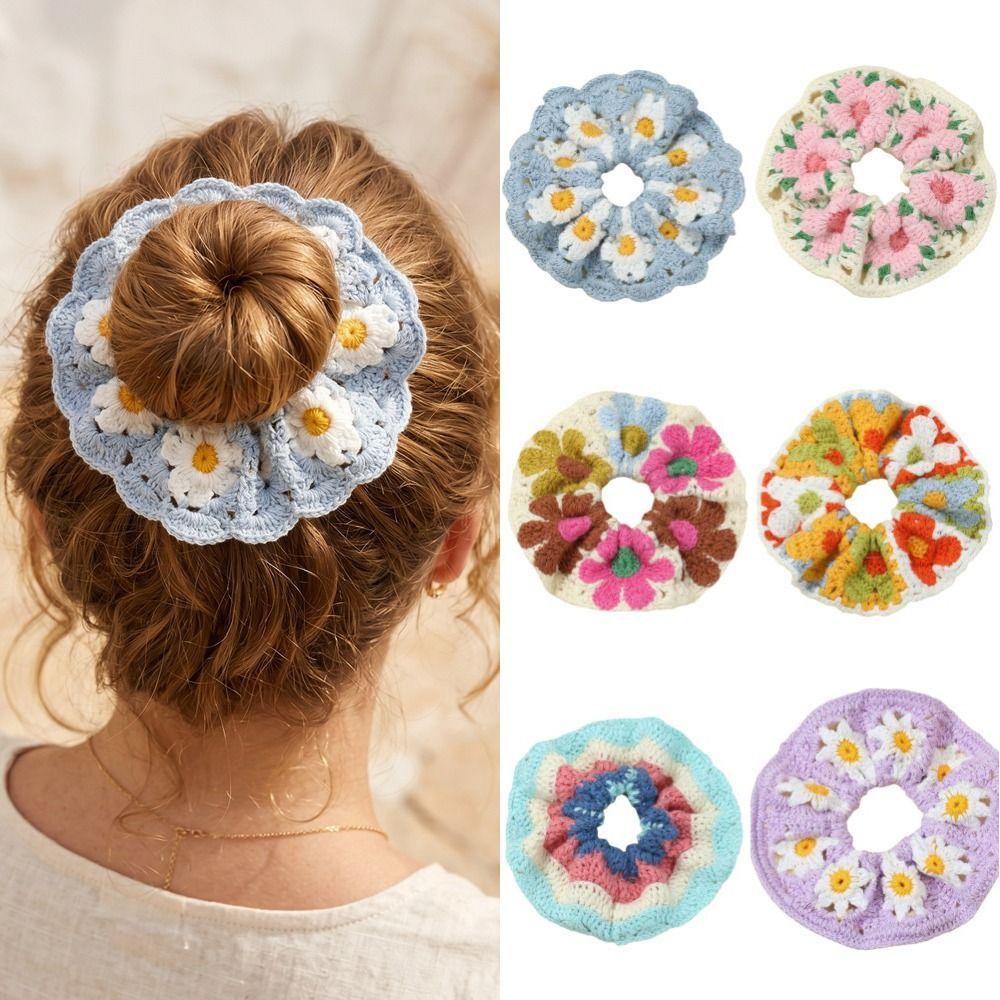 Bohemian Style Knitted Hair Rope Elastic Ponytail Hair Band Fashion Sweet Hair Tie Daily
