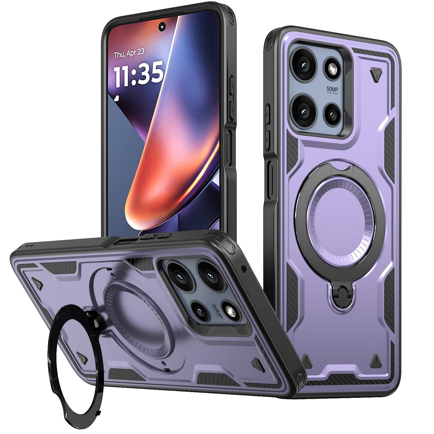 

Магнитный держатель-подставка для чехлов MagSafe для Motorola G Play Power Stylus Edge 4G 5G 2024 2025 Противоударный жесткий чехол For Moto G53 фиолетовый