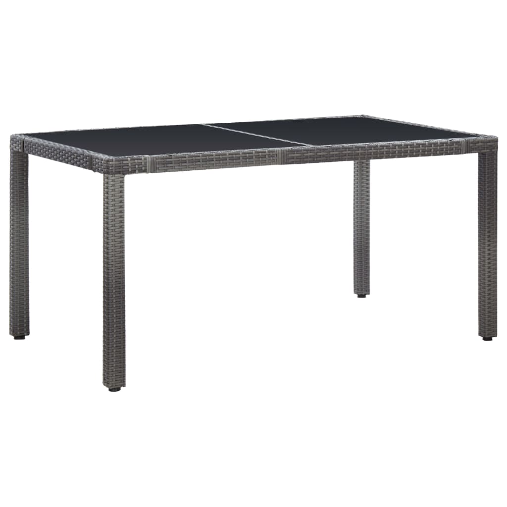 7 Piece Outdoor Dining Set Grey Poly Rattan