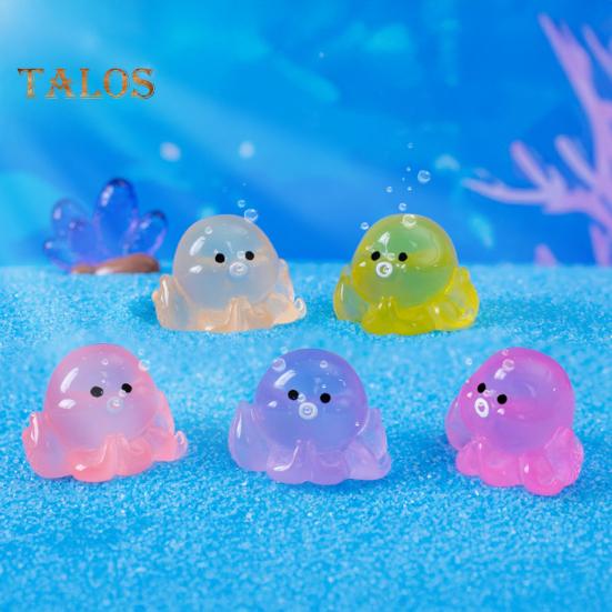 32 Stück Mini-Oktopus-Figuren, im Dunkeln leuchtend, Kunstharz, winzige Oktopus-Miniatur-Oktopus-Statuen für Feengärten, Aquarien, Heimwerkerarbeiten